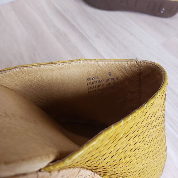 Chocolat Blu Myra Cork Wedge Sandals Yellow Leather Women’s Size 9 - Picture 6 of 8
